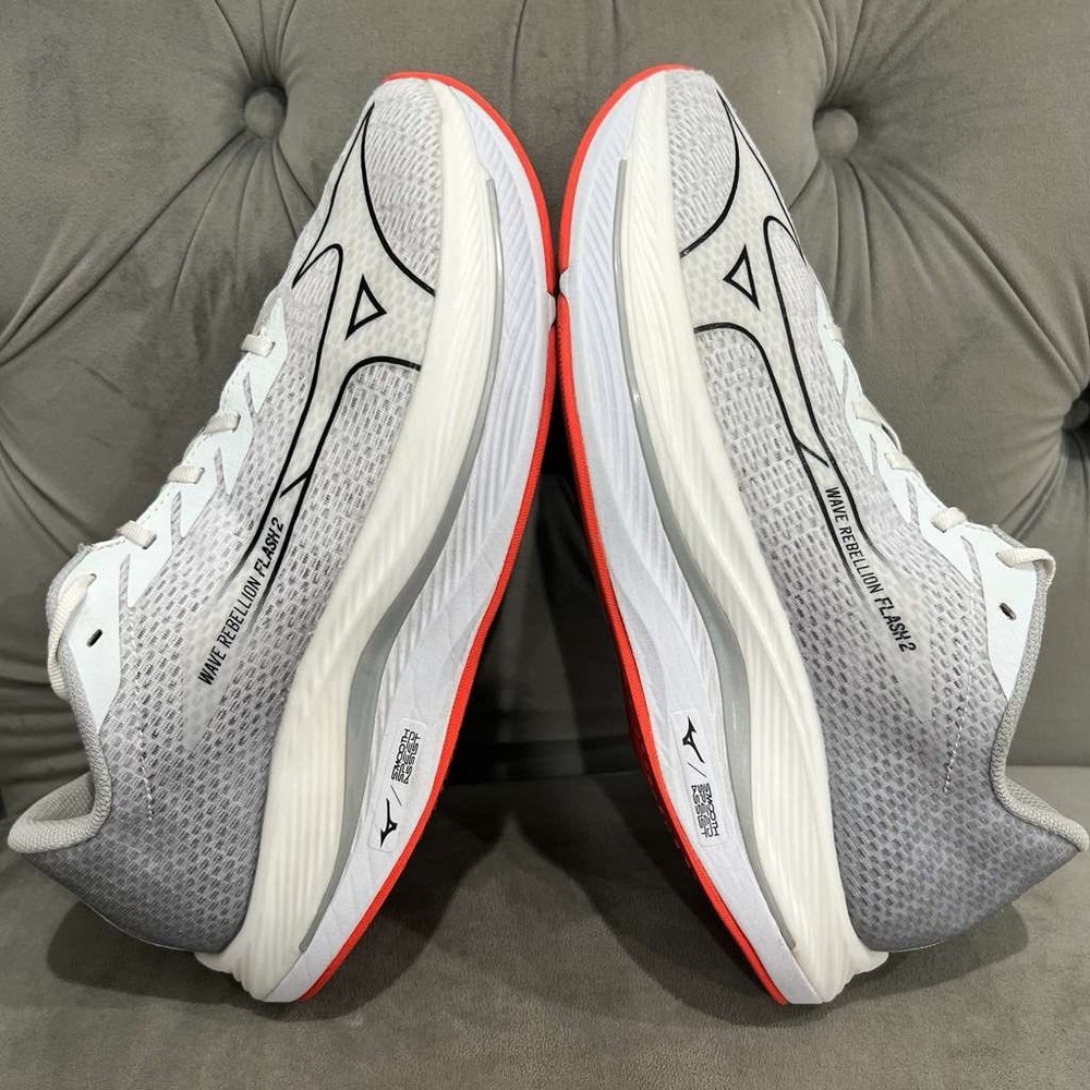 Mizuno Wave Rebellion Flash 2 Running Shoe Men 11.5 White Harbor Mist Athletic - Picture 3 of 14
